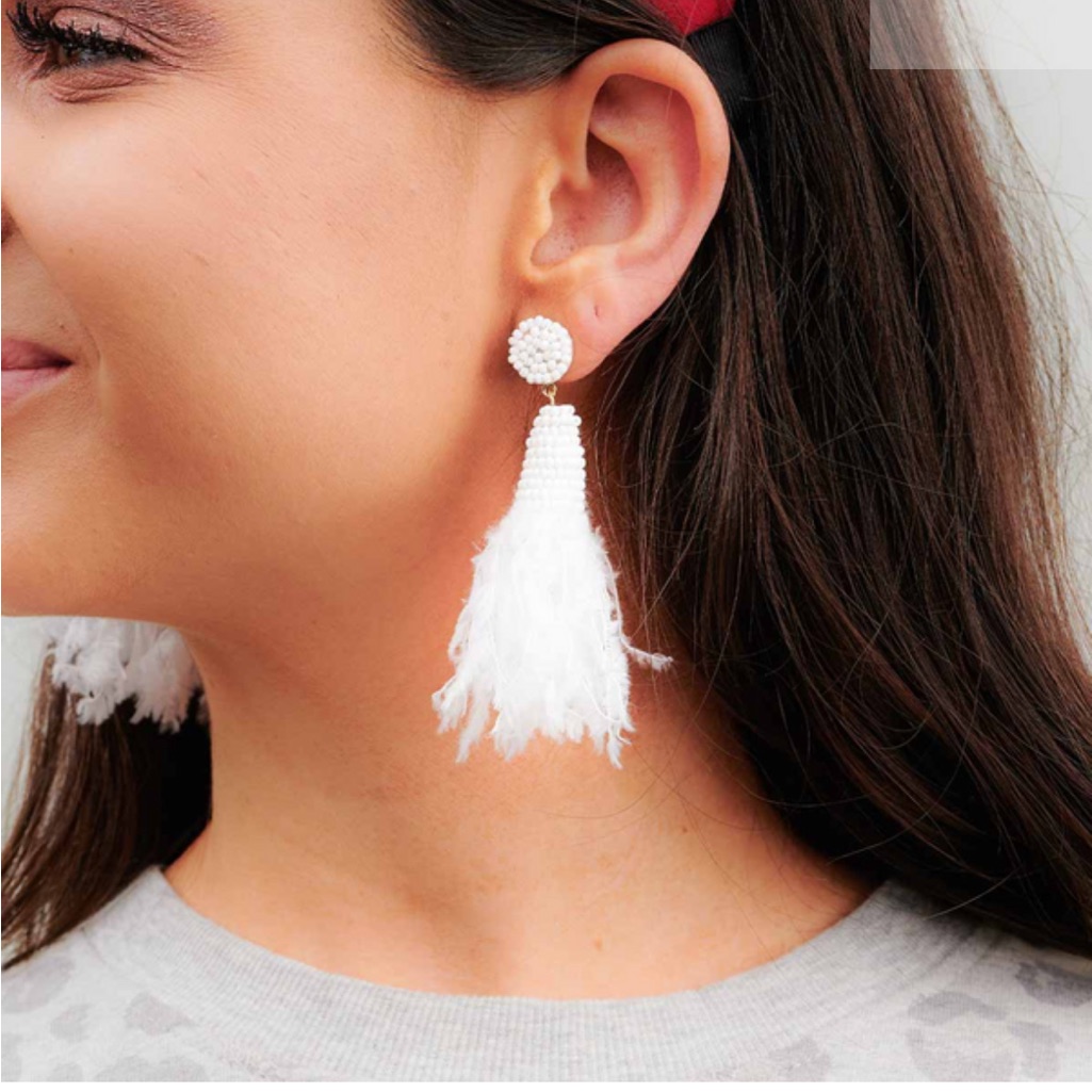 Mudpie Feather Tassel Earrings 10$